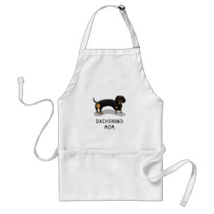 Dachshund Mom (S black & tan) - Cute dog mom Adult Apron
