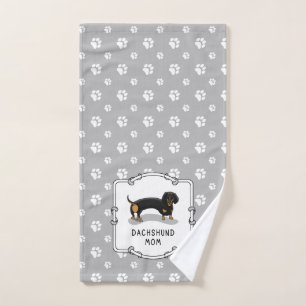 Dachshund Mom (S black & tan) - Cute dog mom Bath Towel Set