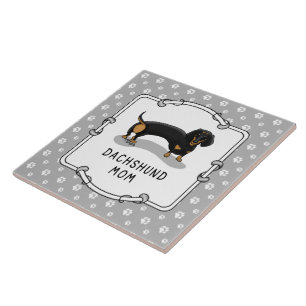 Dachshund Mom (S black & tan) - Cute dog mom Ceramic Tile