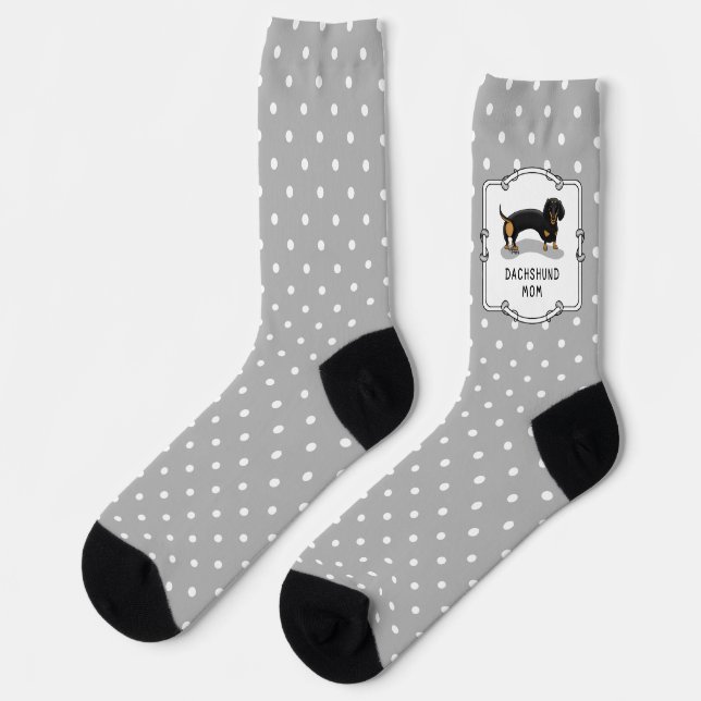 Dachshund Mom (S black & tan) - Cute dog mom Socks (Left)