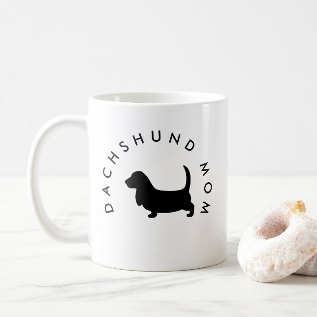 Dachshund mom sausage dog lover gift coffee mug (With Donut)