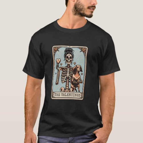 Dachshund Mom Tarot Card, Wiener Dog Skeleton Vale T-Shirt
