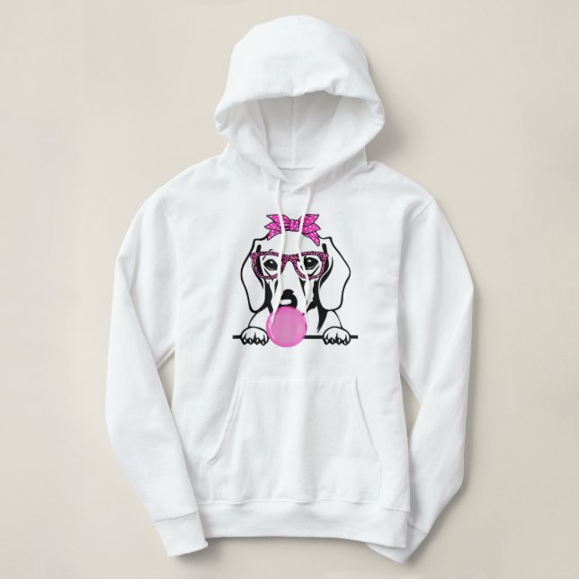 Dachshund Mom with bubble gum bandana glasses T-Sh Hoodie (Design Front)