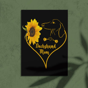 Dachshund Mom With Sunflower Heart Mother's Day Postcard