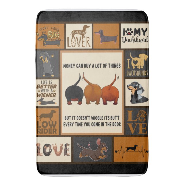 Dachshund Money Can Buy A Lot Of Things Dachshund Bath Mat (Front Vertical)