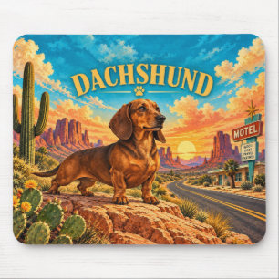 Dachshund, Monument Valley Vintage Watercolor Mouse Pad