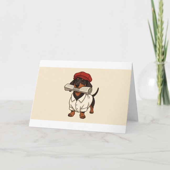 Dachshund Morning Paper Boy Greeting Card