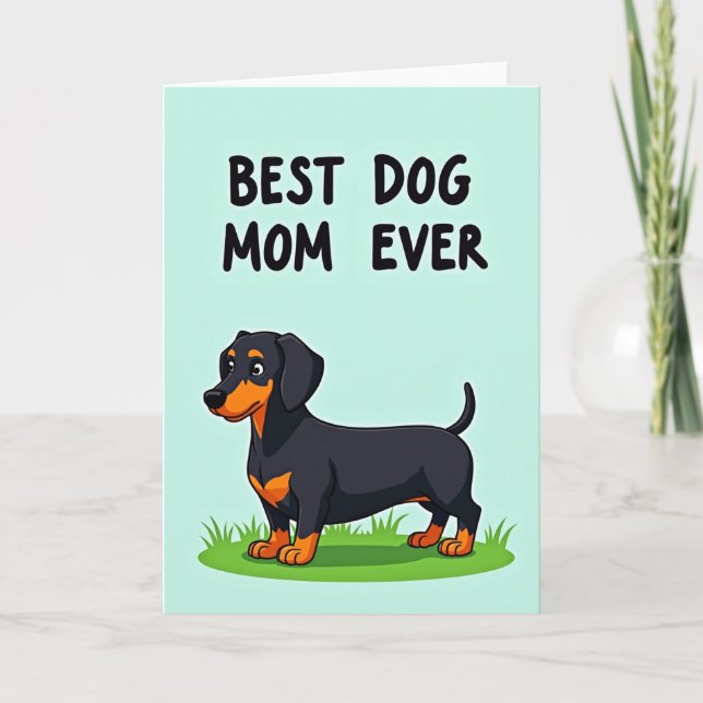 Dachshund Mothers Day Illustration Card (Front)