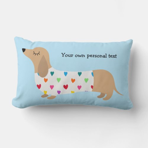 Dachshund Multicolor Hearts Accent Pillow