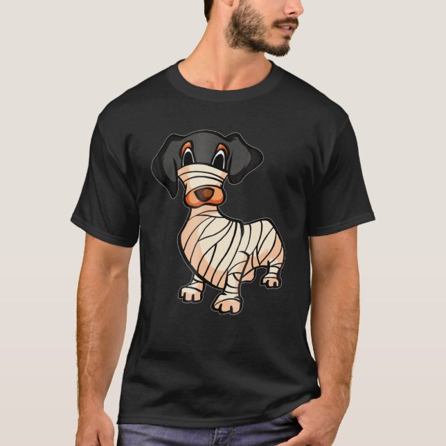 Dachshund Mummy Mummy Halloween T-Shirt (Front)
