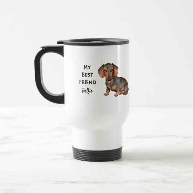 Dachshund My Best Friend Custom Dog Name  Travel Mug (Left)