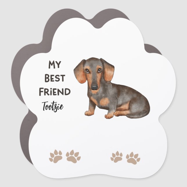 Dachshund My Best Friend Custom Name Car Magnet (Front)