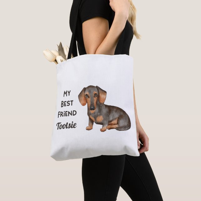 Dachshund My Best Friend Custom Name   Tote Bag (Close Up)