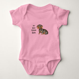 Dachshund My Best Friend Custom Pet Name Baby Bodysuit