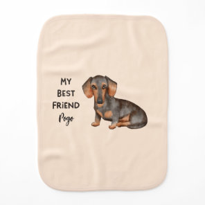 Dachshund My Best Friend Custom Pet Name Baby Burp Cloth