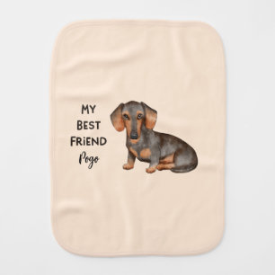 Dachshund My Best Friend Custom Pet Name Baby Burp Cloth
