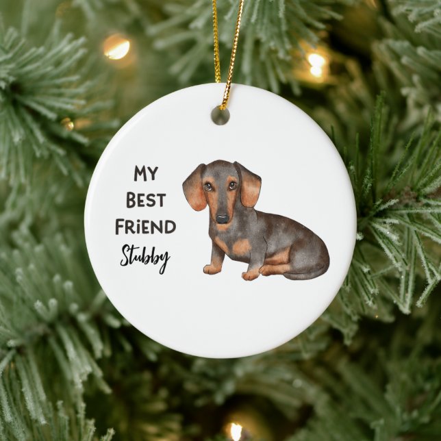 Dachshund My Best Friend Custom Pet Name   Ceramic Ornament (Tree)
