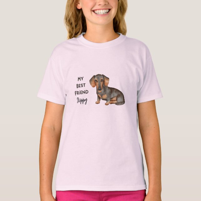 Dachshund My Best Friend Custom Pet Name   T-Shirt (Front)