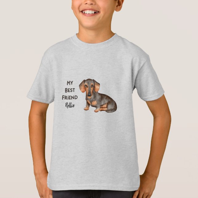 Dachshund My Best Friend Custom Pet Name   T-Shirt (Front)