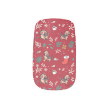 Dachshund Nail Wraps Christmas Cute Kawaii