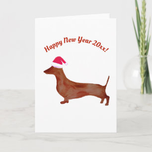 Dachshund, New Year Custom Greeting Card