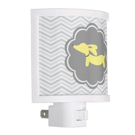 Dachshund Night Light Yellow and Gray for Nursery (Right)