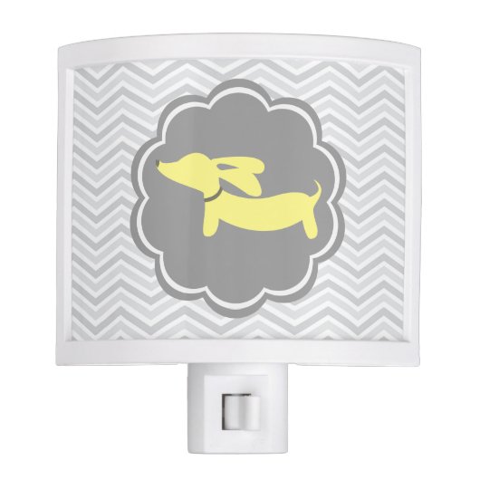 Dachshund Night Light Yellow and Gray for Nursery (Front)