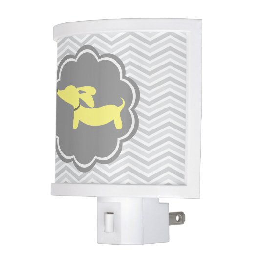Dachshund Night Light Yellow and Gray for Nursery (Left)