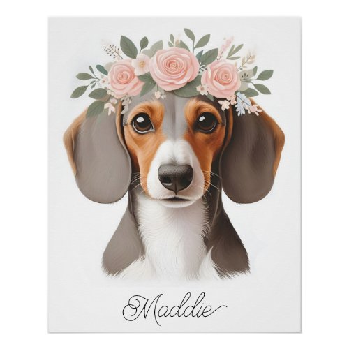 Dachshund nursery poster with name