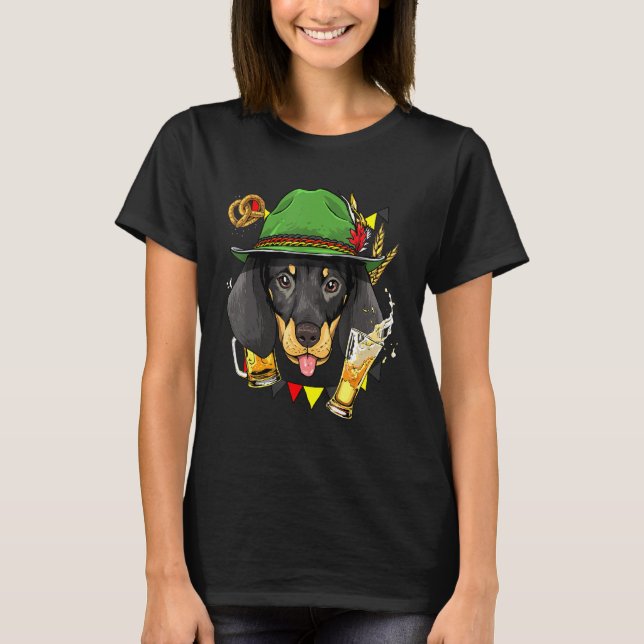 Dachshund Oktoberfest Dog Lederhosen German Beer F T-Shirt (Front)