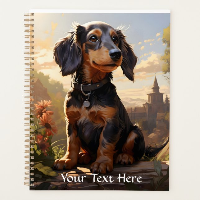 Dachshund On A Log Personalized Planner (Front)
