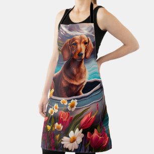 Dachshund on a Paddle: A Scenic Adventure Apron