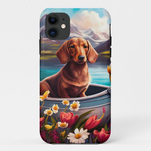 Dachshund on a Paddle A Scenic Adventure iPhone 11 Case