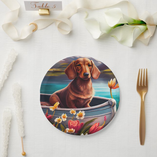 Dachshund on a Paddle: A Scenic Adventure Paper Plates (Wedding)