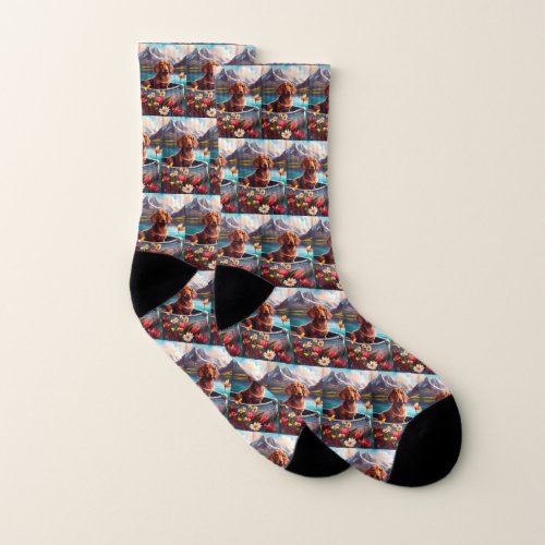 Dachshund on a Paddle A Scenic Adventure Socks