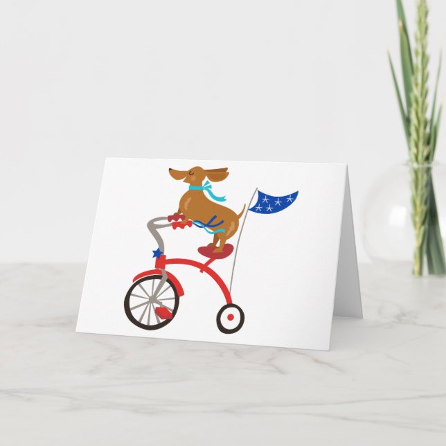 Dachshund on Bike Card (Front)