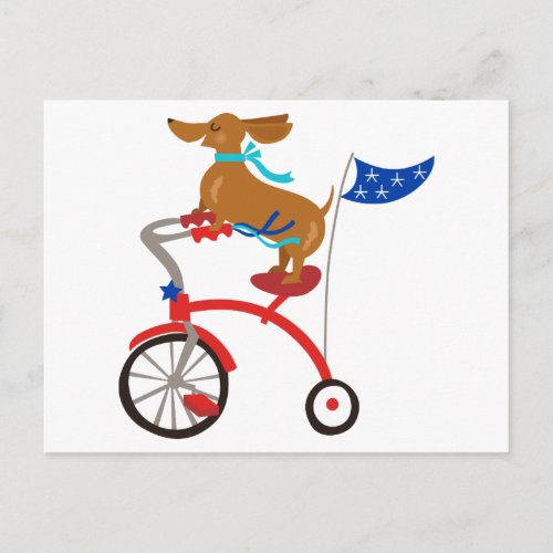 Dachshund on Bike Postcard