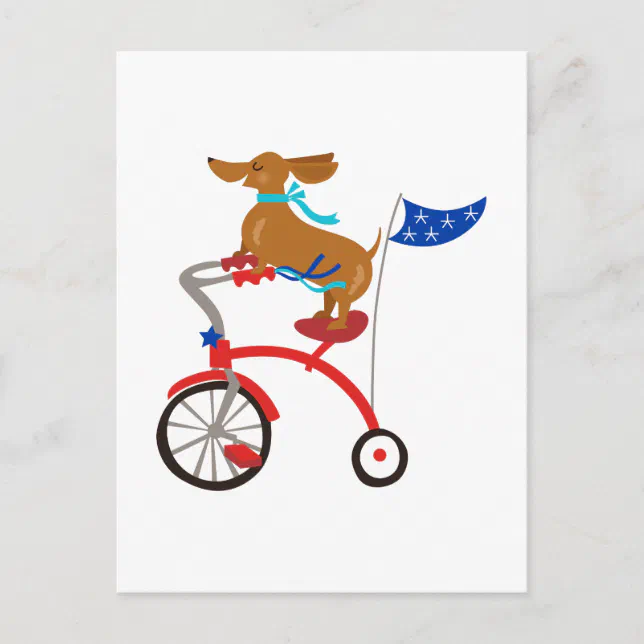 Dachshund On Bike Postcard Zazzle
