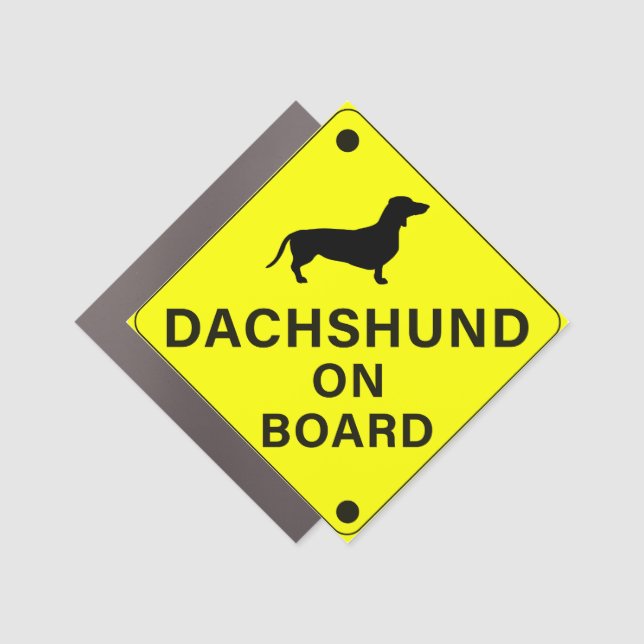 Dachshund on Board Funny Dog Bumper Car Magnet (Front)