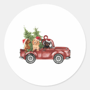 Dachshund On Car Christmas Ornament Xmas Ornaments Classic Round Sticker