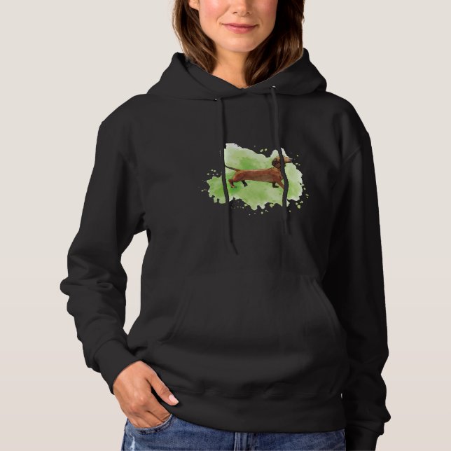 Dachshund On Green Hoodie (Front)