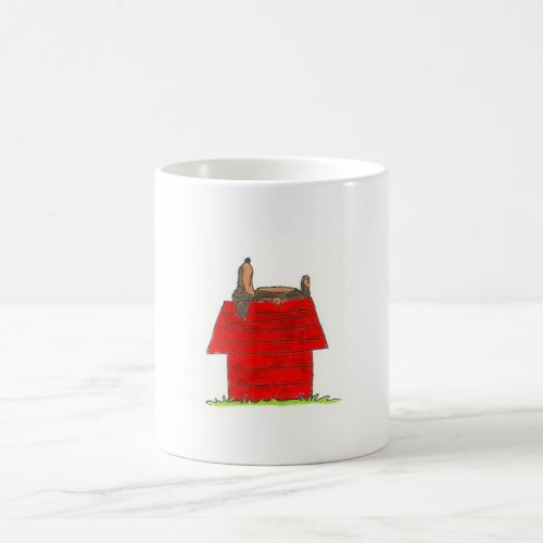 Dachshund on Red Dog House Coffee Mug
