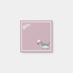 Dachshund on Skateboard Post-It Notes