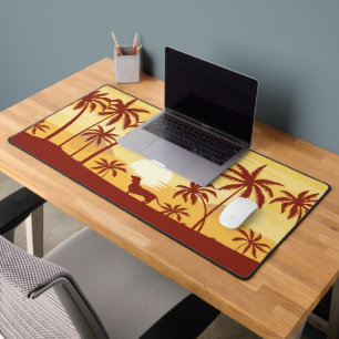 Dachshund on the beach at sunset   wiener dog  desk mat