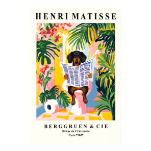 Dachshund on Toilet Wall Art - Funny Matisse