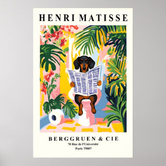 Dachshund on Toilet Wall Art - Funny Matisse