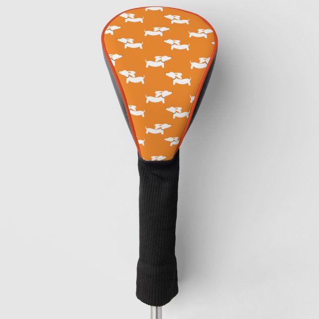 Dachshund Orange Golf Head Cover Golfer Gift  (Front)