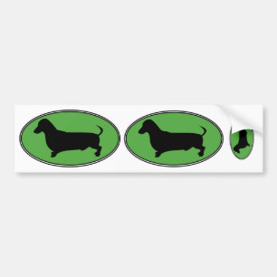 Dachshund Oval Green-Plain Bumper Sticker
