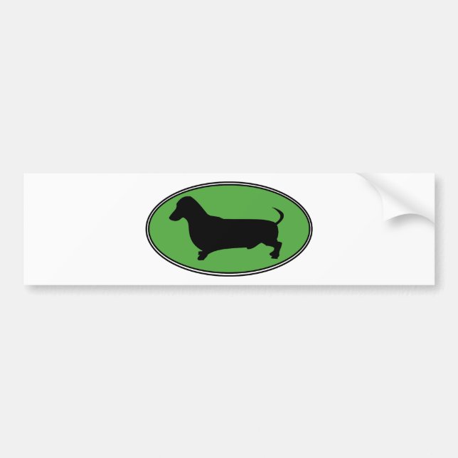 Dachshund Oval Green-Plain Bumper Sticker (Front)