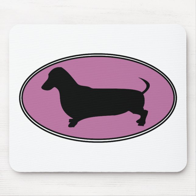 Dachshund Oval Pink Mouse Pad (Front)